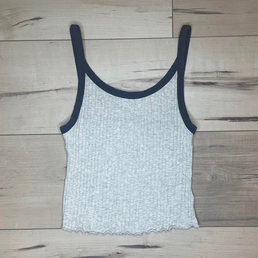 Old Navy Gray and Navy Ribbed Cropped Tank Top size XS